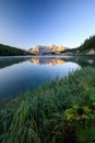 Mountain Reflection at Sunrise over Misurina Lake, Misurina, Dolomites, Italy Royalty Free Stock Photo