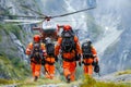 Mountain Rescue Team Conducts Operation With Helicopter Assistance