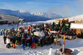Mountain restaurant at the Rothorn cable car in Lenzerheide in the Swiss Alps