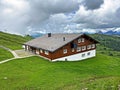 Mountain restaurant Sternen on the mountain range First and in the Schwyz Alps mountain massif, Oberiberg - Canton of Schwyz Royalty Free Stock Photo