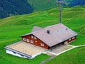 Mountain restaurant Sternen on the mountain range First and in the Schwyz Alps mountain massif, Oberiberg - Canton of Schwyz Royalty Free Stock Photo