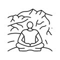 mountain retreat taoism line icon vector illustration