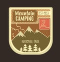 Mountain retro logo and emblem with stroked snake. Can be used f