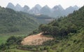 Mountain and rice fields of Yangshuo. China Royalty Free Stock Photo