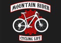 Mountain rider, cycling life art with red back cassette or back pinion and white mountan bycicle Royalty Free Stock Photo