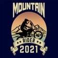 Mountain rider 2021 t-shirt design, vintage, retro, element, mug bag design for print-ready Royalty Free Stock Photo