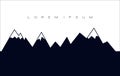 Mountain ridge in black and white. Vector illustration with space for text