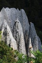 Mountain ridge with forming earth pyramids, Hautes-Alpes, France