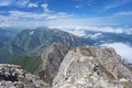 Mountain ridge landscape from the top of Mount Myat-Loam Royalty Free Stock Photo