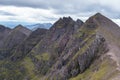 Mountain ridge leading to An Teallach Munros in Scottish Highlands