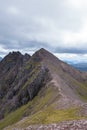 Mountain ridge leading to An Teallach Munros in Scottish Highlands