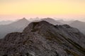 Mountain ridge silhouette at dawn