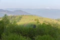 Mountain ridge in spring sunny morning in Carpathian Mountains Royalty Free Stock Photo