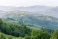 Mountain ridge in spring sunny morning in Carpathian Mountains Royalty Free Stock Photo