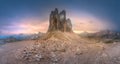 Mountain ridge view of Tre Cime di Lavaredo, South Tirol, Dolomites Italien Alps Royalty Free Stock Photo