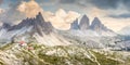 Mountain ridge view of Tre Cime di Lavaredo, South Tirol, Dolomites Italien Alps Royalty Free Stock Photo