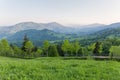 Mountain ridges in spring sunny morning in the Carpathian Mountains Royalty Free Stock Photo