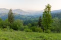 Mountain ridges in spring sunny morning in Carpathian Mountains Royalty Free Stock Photo
