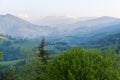 Mountain ridges in spring sunny morning in Carpathian Mountains Royalty Free Stock Photo