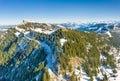 Mountain  Rigi in Switzerland. Rigi Kaltbad First, Weggis. Aerial view. Drone shooting Royalty Free Stock Photo