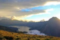 Mountain Rinjani volcano crater lake Royalty Free Stock Photo