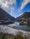 Mountain river Bhagirathi alaknanda Karanprayag Chamoli