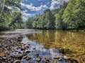 Mountain River with blue clouds