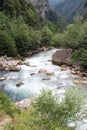 The mountain river with blue water in Abkhazia