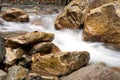 Mountain river with blured water close up Royalty Free Stock Photo