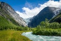 Mountain river in Briksdalsbreen hike, Norway.