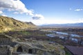 Mountain, river, caves and a sky Royalty Free Stock Photo