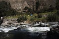 river with crystal clear water and rapids between the rocks and the Amazon jungle Royalty Free Stock Photo