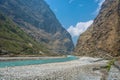Mountain river in a deep gorge in the Himalayas. Royalty Free Stock Photo