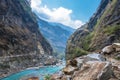 Mountain river in a deep gorge in the Himalayas. Royalty Free Stock Photo