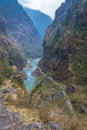 Mountain river in a deep gorge in the Himalayas. Royalty Free Stock Photo