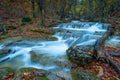 Mountain river flows in the gorge between the stones, mountain rapids Royalty Free Stock Photo