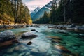 Mountain River and Forest in North Cascades National Park, Washington, USA Royalty Free Stock Photo