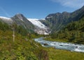 Mountain river formed by meltwater of glacier Royalty Free Stock Photo