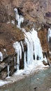 Mountain river in the frosty Russian winter