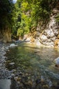 Mountain river gorge near Panta Vrexei in Evritania, Greece Royalty Free Stock Photo