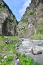 Mountain river in Karmadon Geldeston gorge in the summer. Republic Of North Ossetia - Alania. Russia Royalty Free Stock Photo