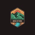 Mountain and river landscape adventure logo icon Royalty Free Stock Photo