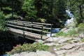 Mountain river landscape in pyrenees, powerful stream of mountain river running down the valley in summer Andorra