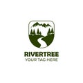 mountain and river logo vector illustration design, landscape logo design