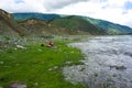 The mountain river in the mountains. Current through the gorge t Royalty Free Stock Photo