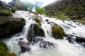 The mountain river in the mountains. Current through the gorge t Royalty Free Stock Photo