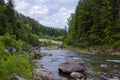 Mountain river with a rapid flow of water along the rocks Royalty Free Stock Photo