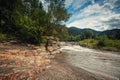 Mountain river with rapids in Carpathia