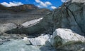 Mountain river rushing through the glacier Royalty Free Stock Photo