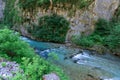 Mountain river between sheer cliffs . blue clear water of the river. Royalty Free Stock Photo